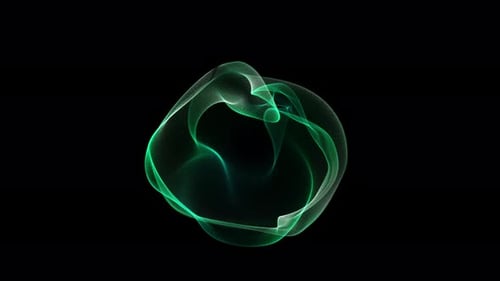 Green energy sphere form. Fluid eco plasma flow structure. Luminous organic wave motion. Soft transp