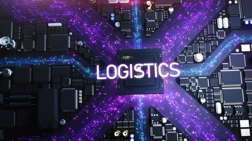 logistics and technology . the city in the style of computer components.