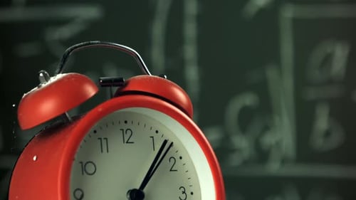 The School Alarm Clock Rings Filmed on a Highspeed Camera at 1000 Fps