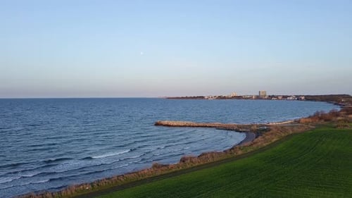 A Height to the Meadows and Fields Near the Shore Near the Black Sea in the Light of the Sun in