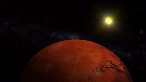 Mars 3d Planet With Glowing Sun