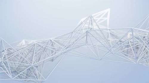 Weißes verbundenes Plexusnetz auf blauem Hintergrund