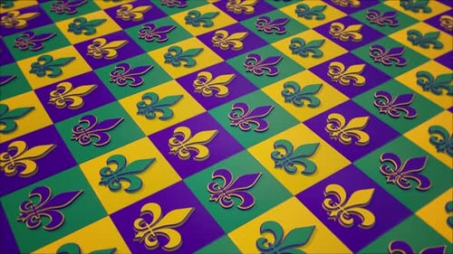 Mardi Gras Fleur-de-lis Animated Pattern Background Loop