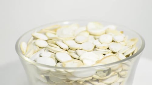 Glass Bowl Full of Delicious Pumpkin Seeds