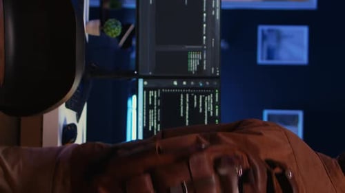 Remote Software Developer Arriving in Office at Home Starting Job Shift