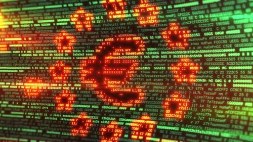 Euro Symbol Emerging From Computer Code Display