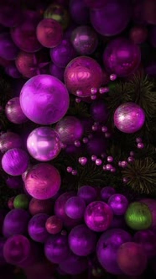 Purple And Gold Christmas Ornaments Elegant Festive Background Loop
