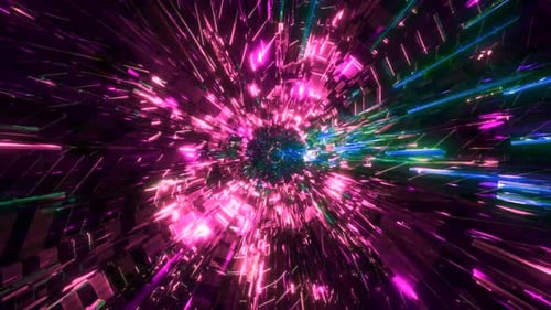Abstract Futuristic Neon Tunnel Loop Background