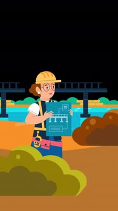 Engineers Working On Construction On Vertical On Alpha Channel