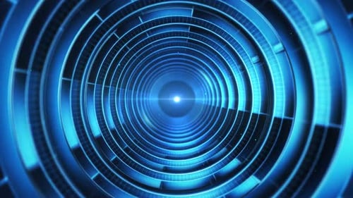 Futuristic Blue Digital Tunnel Loop Background
