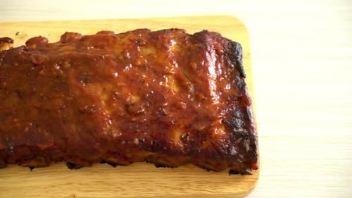 grilled and barbecue ribs pork with BBQ sauce