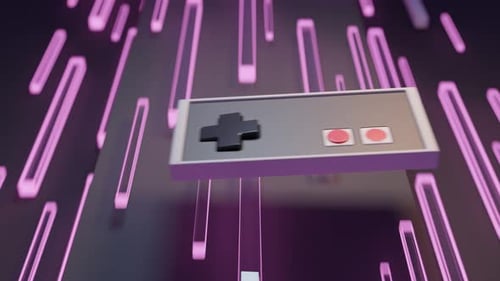 3D Retro Game Controller In Neon Digital Space Animation