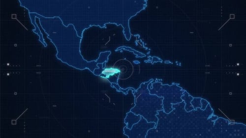 Futuristic Global Map Animation with Location Pinpoint Highlight