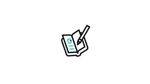 Flat Design Animated Book and Pen Drawing Icon