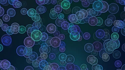 Animated Floating Crypto Symbols Technology Background Loop