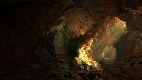 A Cave Filled with Lots of Rocks and Water
