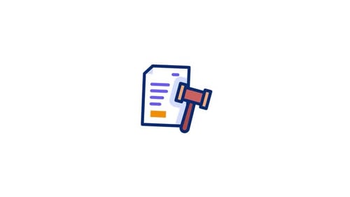 Justice Concept Document and Gavel Flat Animation