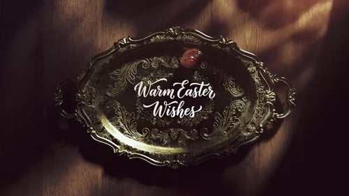 Warm Easter Wishes Calligraphy with Decorative Golden Tray Animation