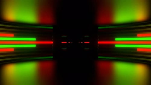 Green And Red Neon Circle Equalized Corridor Background Vj Loop In 4K