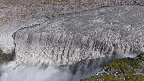 Dettifoss Waterfall in Iceland with Vigorous Cascading Motion