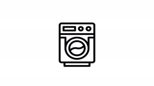 Animated Minimalist Washing Machine Line Icon
