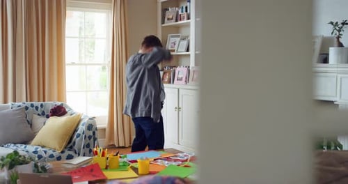 Man, dancing and rhythm for fun at house with energy, playful rehearsal and practice session