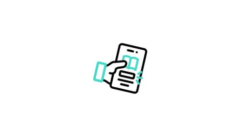 Minimalist Hand Holding Smartphone with Book Reading Animation