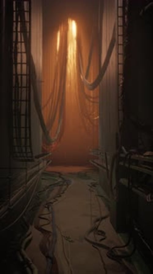 Illuminated Dark Hallway