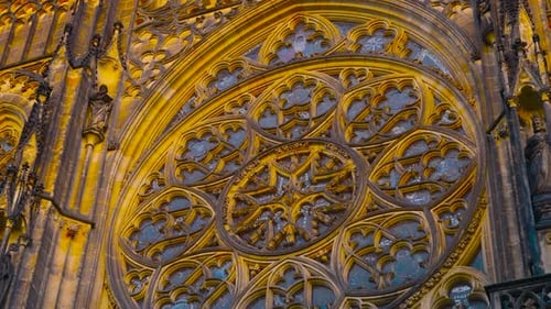 Ornate Gothic Cathedral Rose Window Exterior Architecture