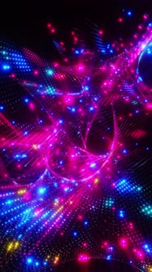 Vibrant Abstract Neon Light Dots Glowing Lines Animation