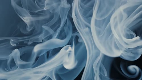 Abstract White Smoke Swirling on Dark Background