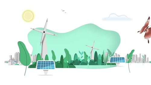 Clean Energy vs Pollution Flat Design Animation