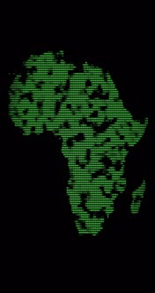 Futuristic Digital Africa Map with Pulsating Dots