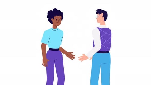 Animated High Five Gesture Between Two Diverse Characters