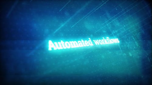 Automatisierte Workflows auf dem digitalen Bildschirm Nachricht auf dem Computerbildschirm