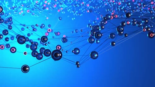 Big data visualization. Network connection structure. 3D rendering. Digital blue background with dot