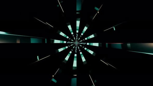 Endlessly Rotating Futuristic Tunnel Illuminated By Vibrant Neon Lights