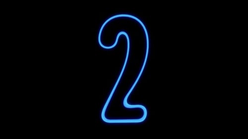 Neon Blue Glowing Number Two Animation