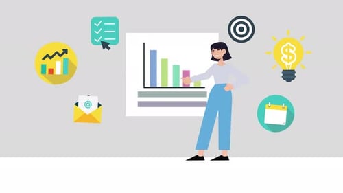 Woman Working At The Office Marketing Animation