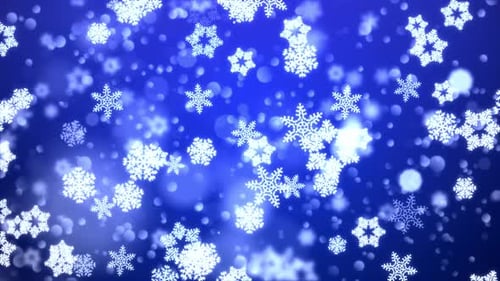 Seamlessly Looping Falling Snowflakes Winter Blue Background