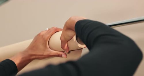 Hands, person and production with rolling paper in studio for photography backdrop or preparation