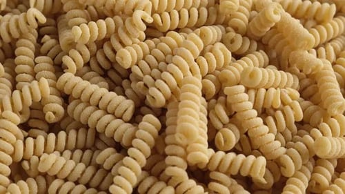 Close-Up of Dry Spiral Pasta