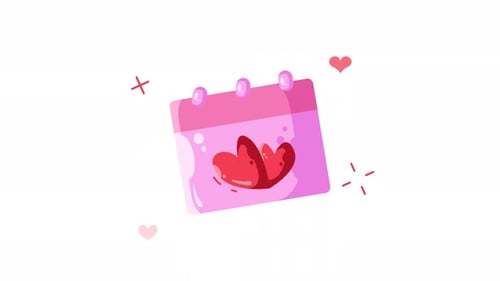 Animated Pink Calendar with Hearts Icon for Love and Anniversaries