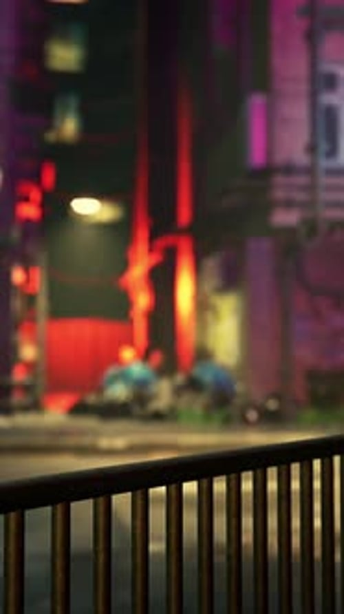 A Bustling City Street Illuminated By the Glow of Streetlights at Night