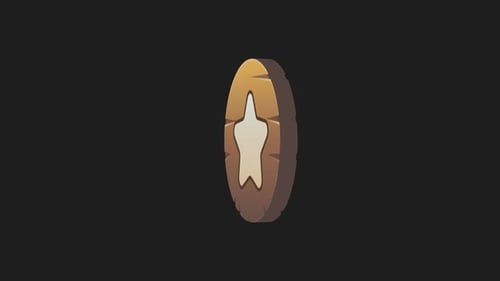 Rotating 3D Wooden Star Coin Icon Animation