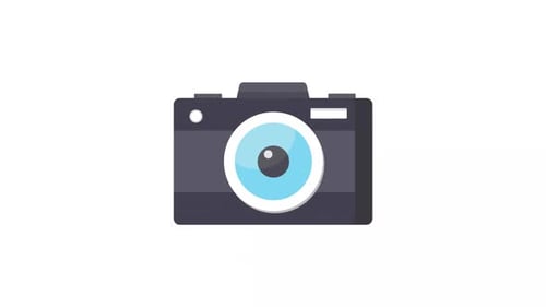 Flat Design Camera Icon Animation with Lens Reveal