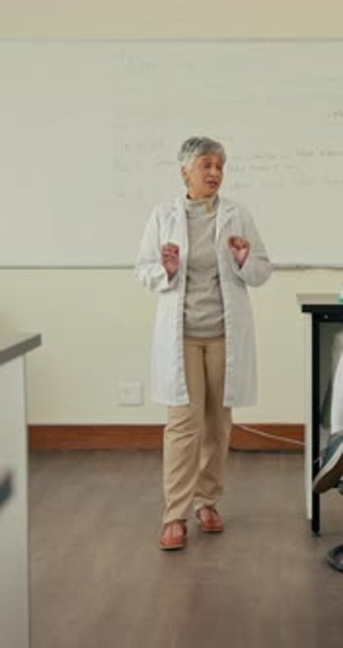 Education, explain and teaching with university lecturer in class for knowledge, lesson or study