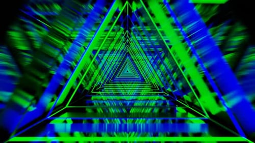 Green and Blue Triangular Dimension VJ Loop Background Animation in 1080HD