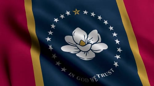 Waving Mississippi State Flag with Realistic Fabric Texture