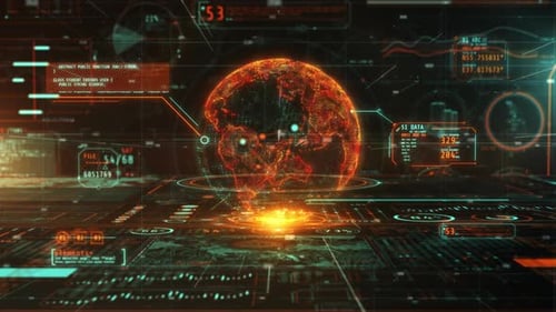 Futuristic Digital Earth Hologram Global Data Network Background